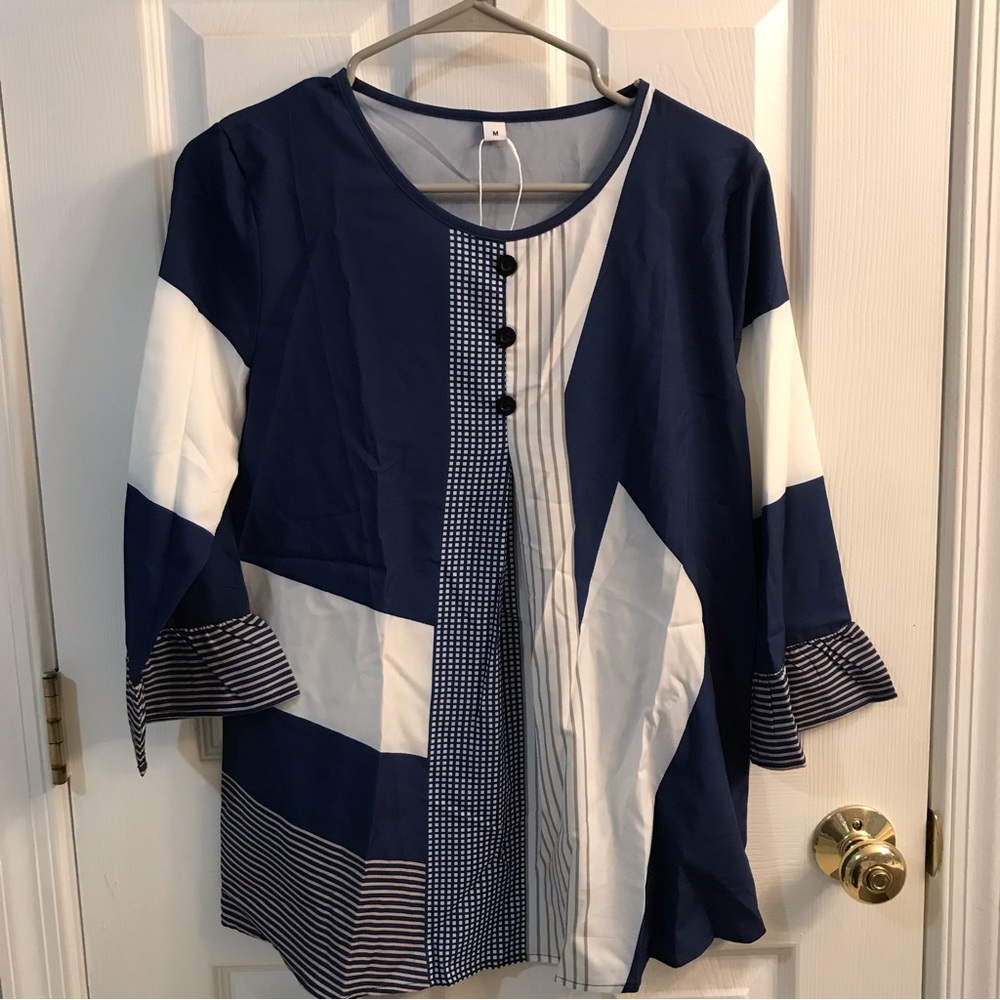 NWT Stripes and Gingham Color Block Tunic